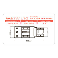 LED лампа AMS LONGLIFE W21W L10 T20/7440 CANBUS 6000K